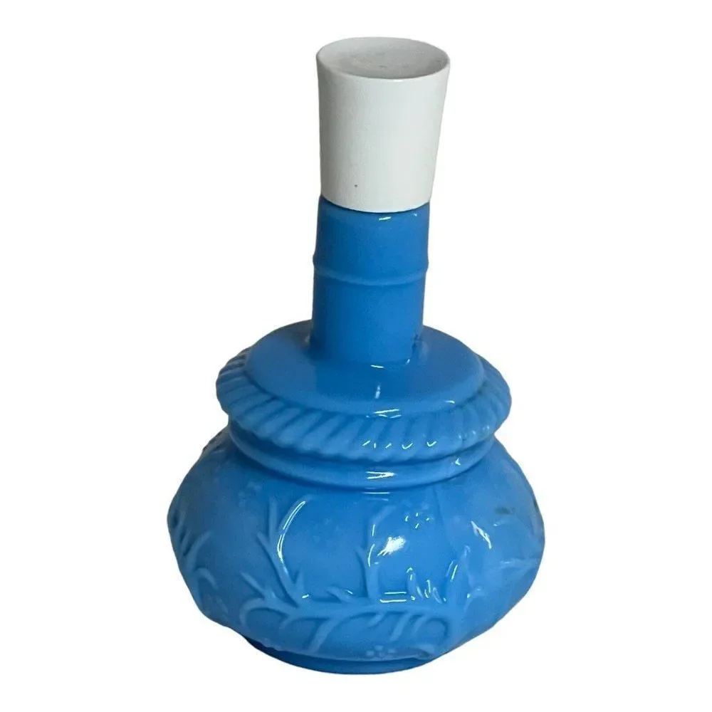 Vintage Avon White And Blue Milk Glass Perfume Cologne Bottle Haunted 5